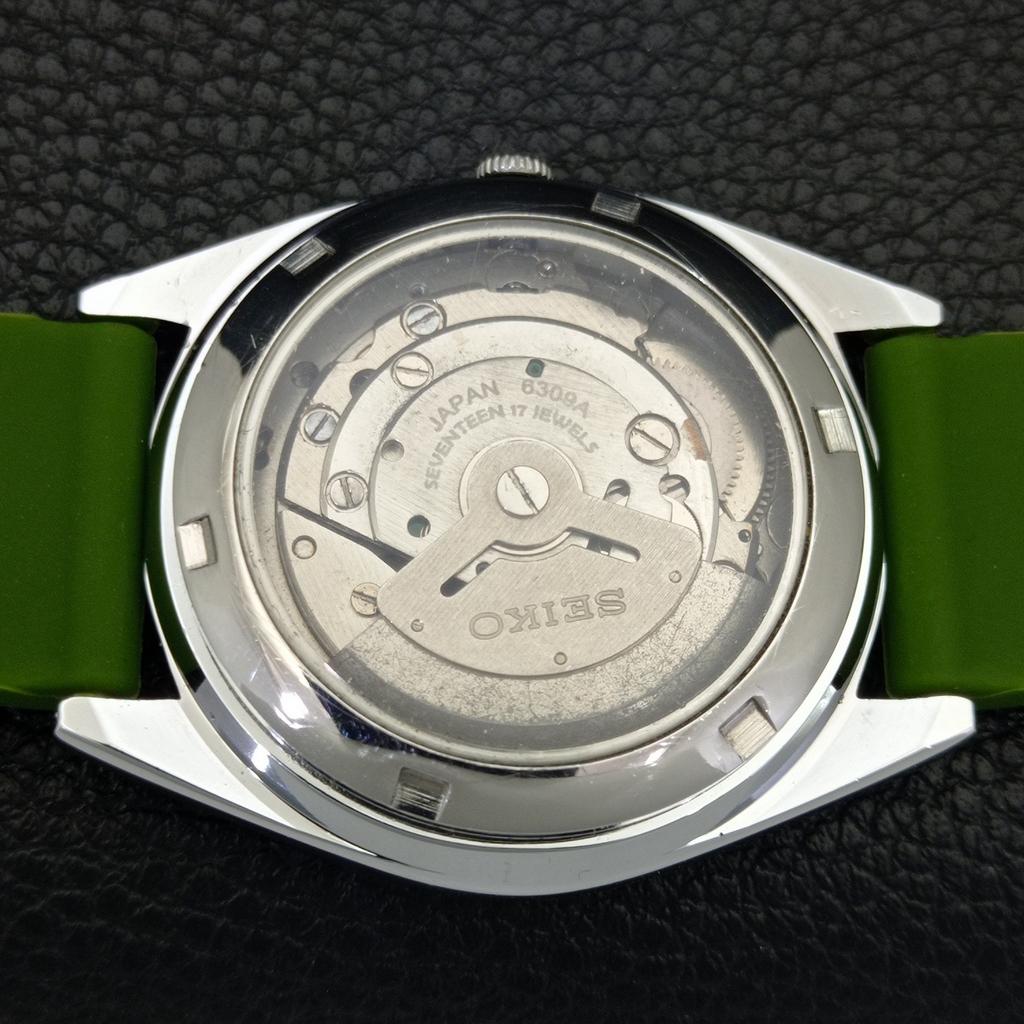 VINTAGE SEIKO 5 AUTOMATIC 6309A REFURBISHED JAPAN MENS GREEN WATCH a441690-1 Sk-a441690