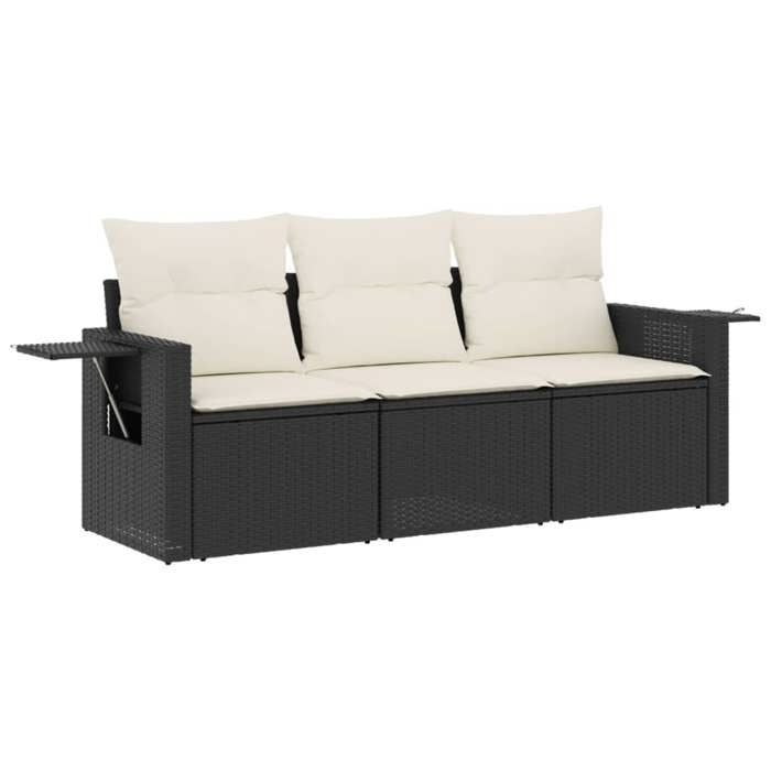 VidaXL Salon de Jardin avec Coussins 3 pcs, Canapés de Patio, Ensemble de Meubles, Mobilier de Terrasse Extérieur, Noir 3252193