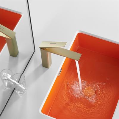 Badezimmer Waschbecken Armatur Kreatives Design Gebürstetes Gold Kalt- und Warmwasser Waschbecken Armaturen Massivmessing Einhebel Waschbeckenmischer