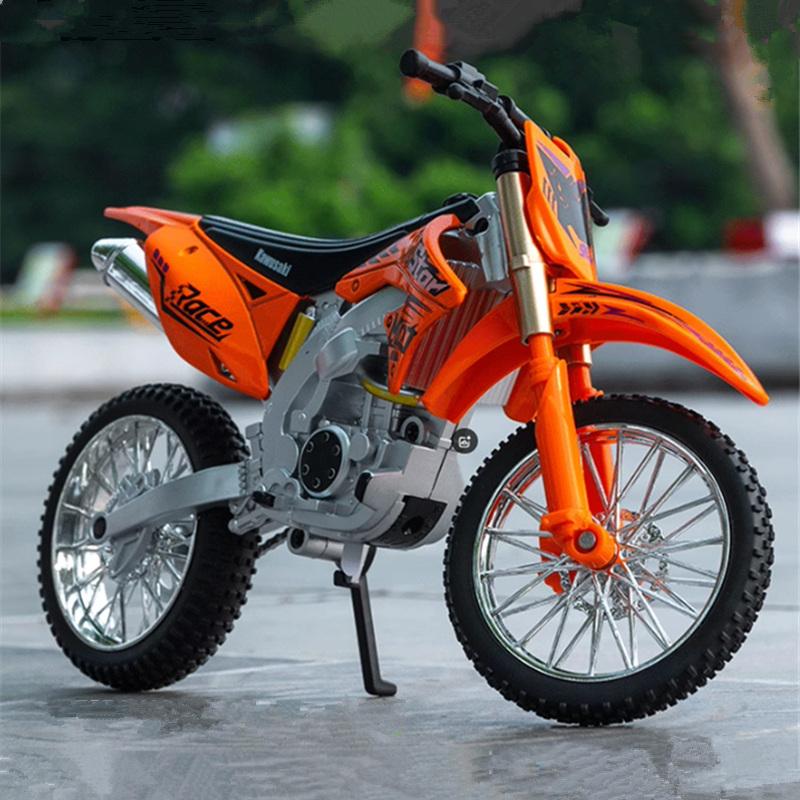 1/10 Kawasaki KX450 Alloy Sports Motorcycle Model Diecast Metal Street Crosscountry Racing Motorcycle Model High Simulation Kids Toy Gift