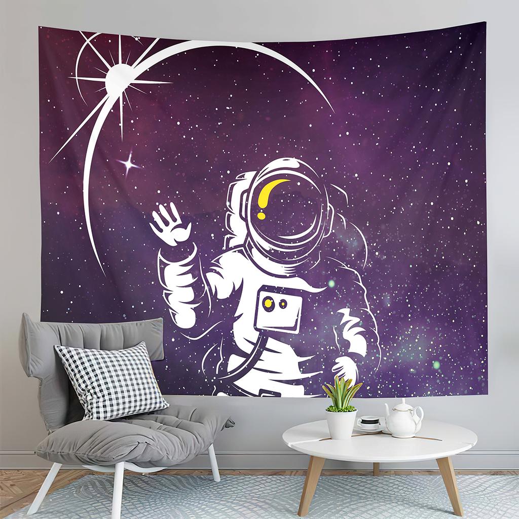 Funny Astronaut Tapestry Outer Space Tapestry Hold Up The Moon Tapestry Home Living Room Bedroom Dorm Wall Hanging Decor Blanket