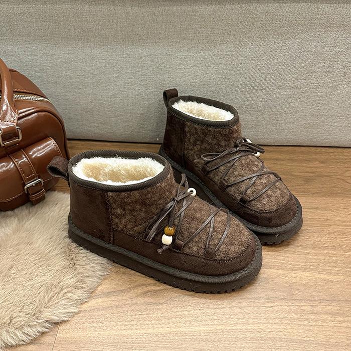 Thick-soled thickened snow boots for women's 2025 autumn new Northeast thick velvet warm foreign style versatile women's snow cotton shoes