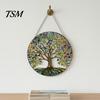 Wall Hanging Ornament Tree of Life Round Sign, Stained Glass Acrylic Suncatcher Decoration Decoration, Window for Indoor Outdoor