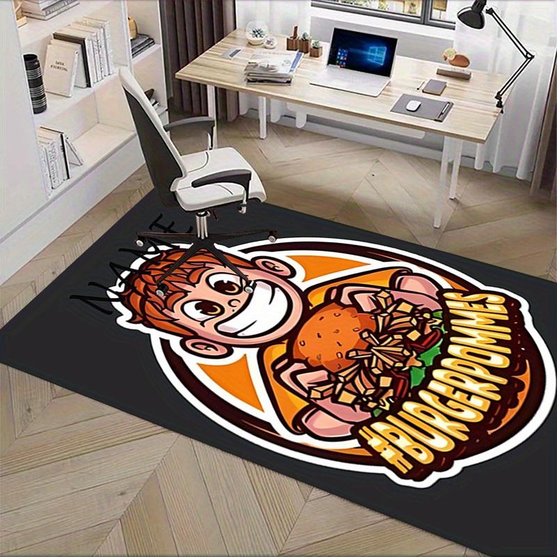 Burger, Pommies, Happy Office Carpet Soft Polyester Entrance Carpet Washable Non slip Machine Washab