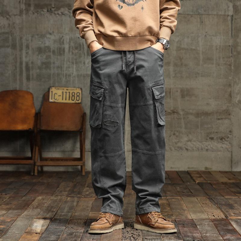 

Men s Thickened Overalls Loose Straight Casual Trousers Trendy Pants Men s High-end Sense Ruffian Handsome Men s Clothing 30 серый