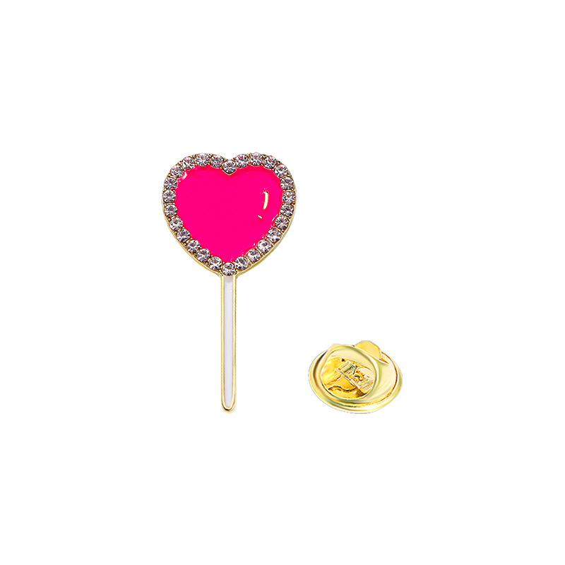 Original drip point drill brooch cartoon cute lollipop pink diamond-encrusted clothes decorative prickly needle