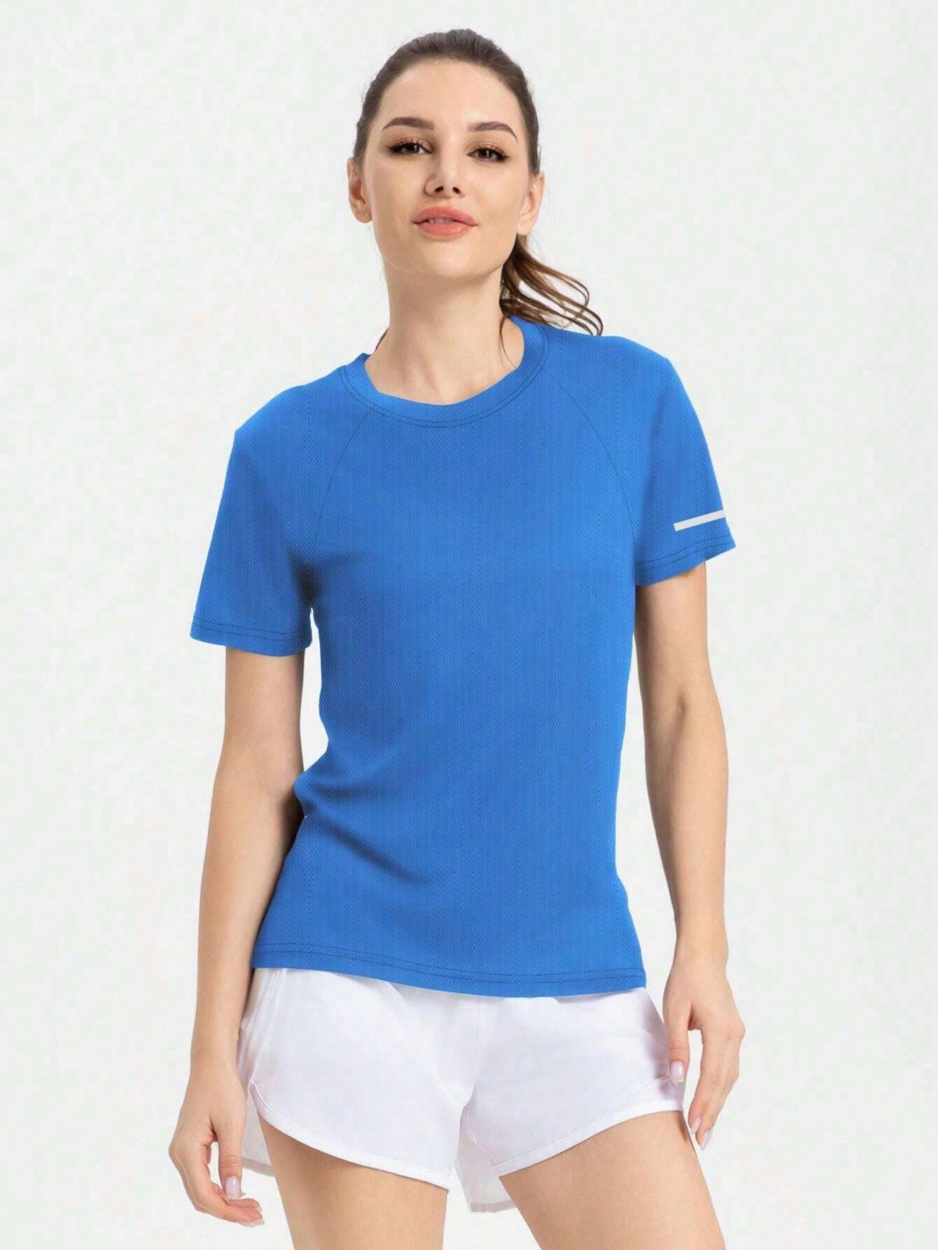 

Женская футболка с коротким рукавом и круглым вырезом, быстросохнущая, дышащая, для бега, фитнеса, влагоотводящая, теннисная, спортивная, повседневная, женская одежда для активного отдыха S