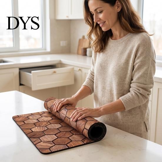 Kitchen Sink Drying Pad 3D Wood Grain Dish Mat, Diatom Mud Absorbent Mat for Fast Counter, Non-slip Heat Resistant Cup Coffee Decorative Counter