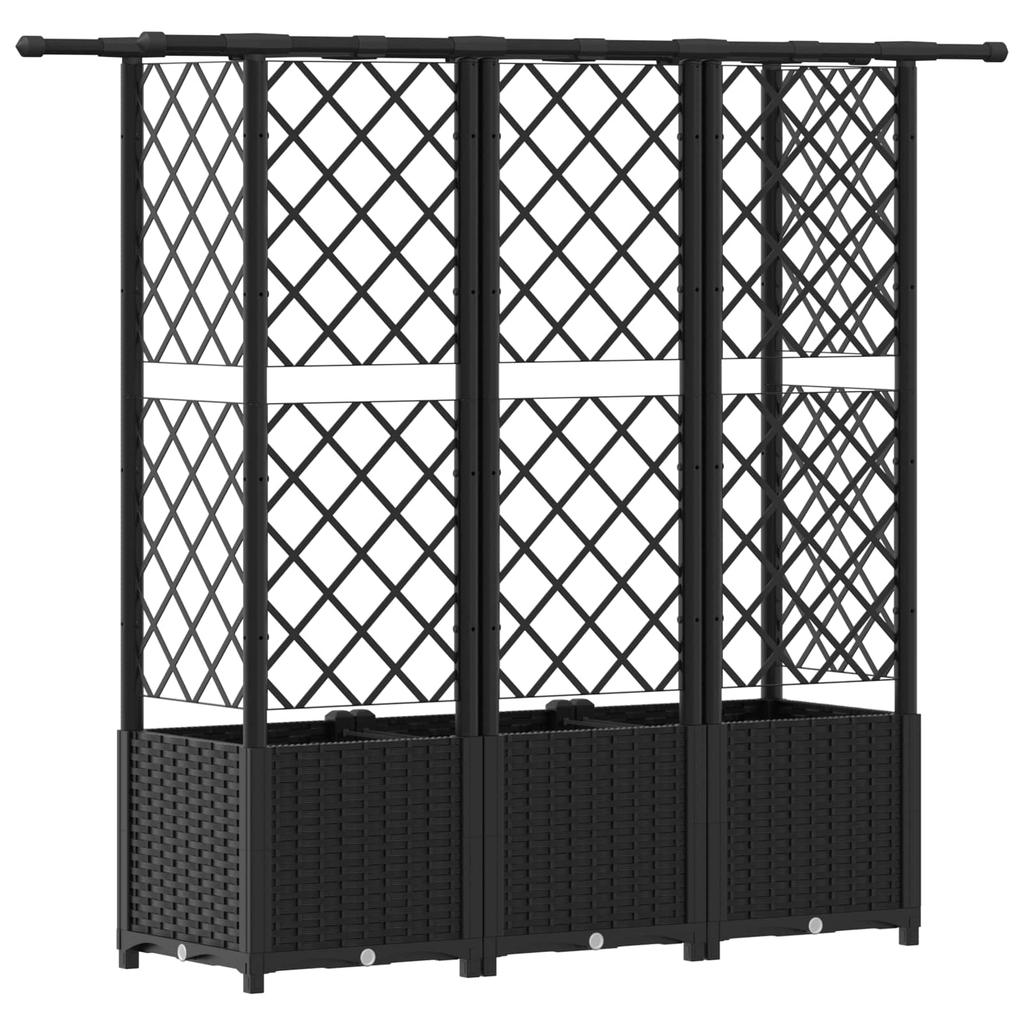 Elevated Planter with Trellis and Hanging Roof Black 163.5 x 40 x 138 cm PP