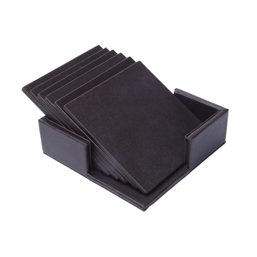 6PCS Hot Sale PU Leather Marble Coaster Drink Coffee Cup Mat Easy To Round Tea Pad Table Holder Clean Placemats Coaster Set