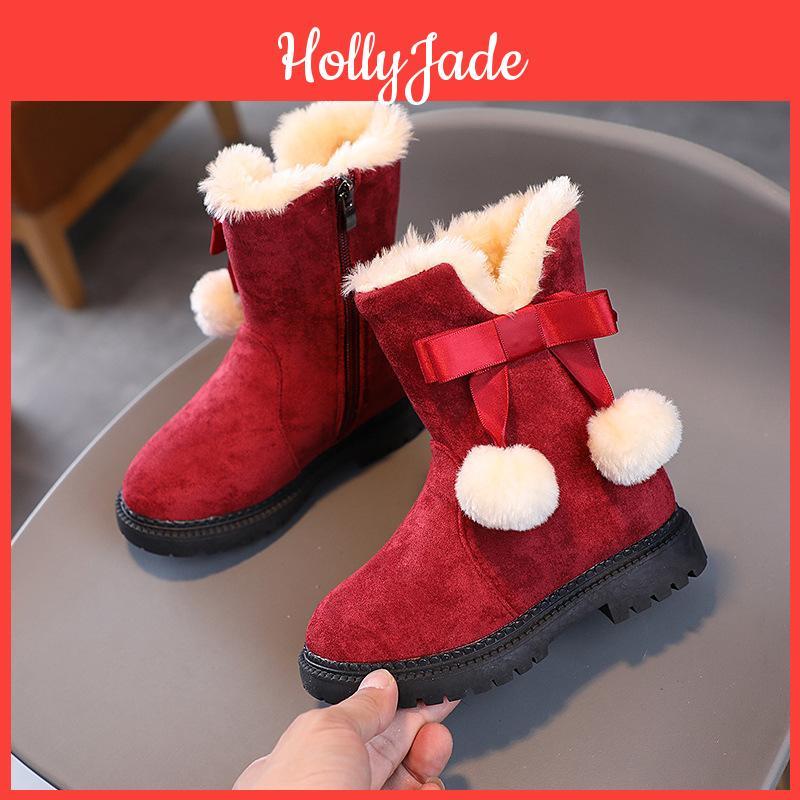 New And Plush Little Girls Warm Princess Baby Childrens Snow Boots And Big Childrens Cotton Shoes