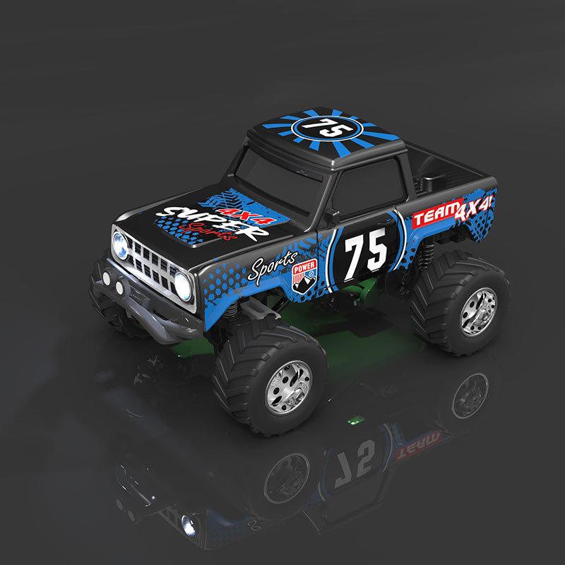 1:64 Mini Alloy RC Off Road Pickup Truck 2.4GHz Bluetooth App Control 3 Speed Shockproof LED Lights Powerful Motor For Kids