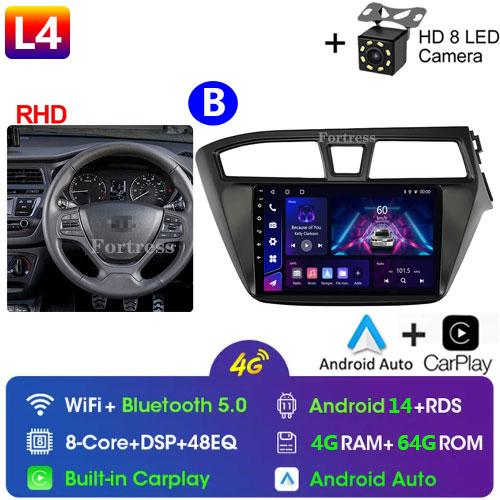 Fortress 6G 128G Android 12 Car Radio For Hyundai I20 LHD 2015 2016 2017 Stereo GPS Carplay Auto Multimedia Player 2Din DVD