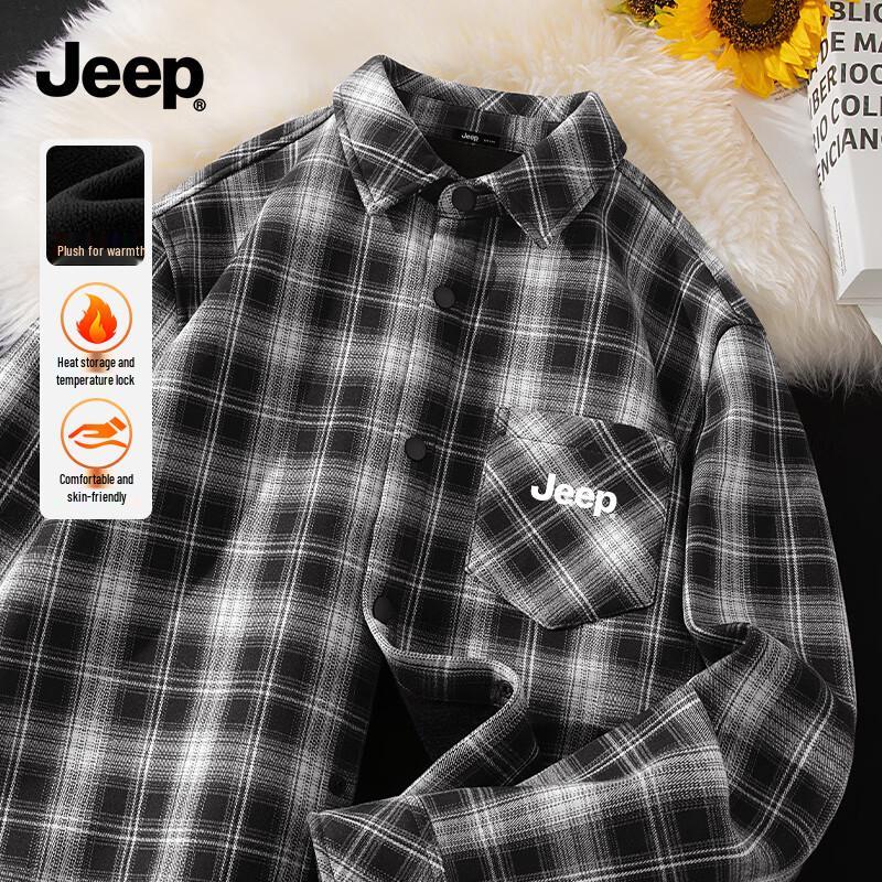 JEEP Men s Fleece-Lined Flannel Plaid Long Sleeve Shirt 3XL
