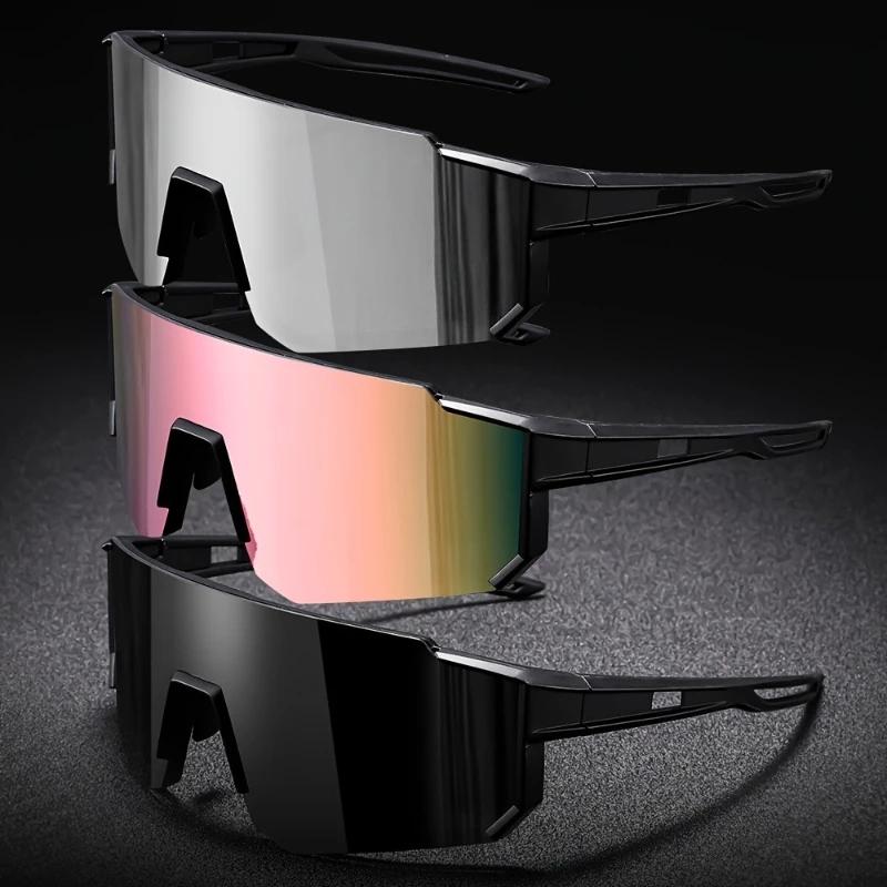 2PCS Fashion New Punk Style Trendy Men's and Women's Integrated Frame Cycling Windproof Sunglasses