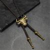 Trendy PU Leather Necktie With Bold Bull Head Design Alloy Necktie Soft Practical Unisex Gift For Birthdays Holidays