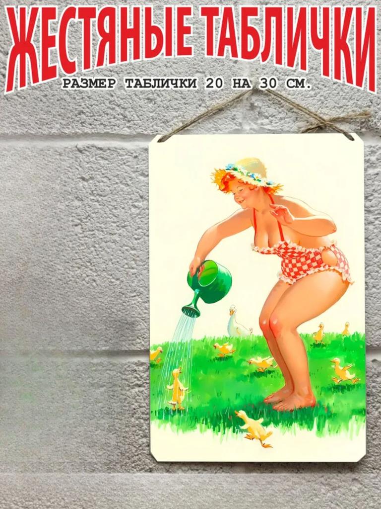 Hilda the Plus Size Pin Up Metal Poster 20x30cm, Vintage Retro Wall Art Decor