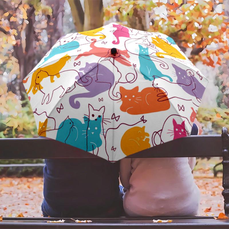 cartoon cat Printed umbrella windproof folding umbrella portable sun and rain umbrella suitable for gifting