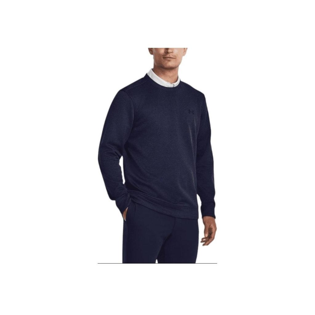 Under Armour Solid Color Golf Knit Pullover Crewneck Sweatshirt Men Sweatshirt Blue 1373675-410