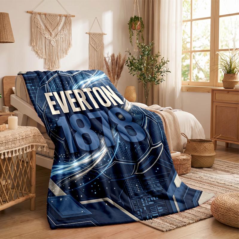 Coperta in Flanella con Stampa Calcio Everton Morbida Calda Coperta da Divano Letto per Casa Ufficio Camera da Letto