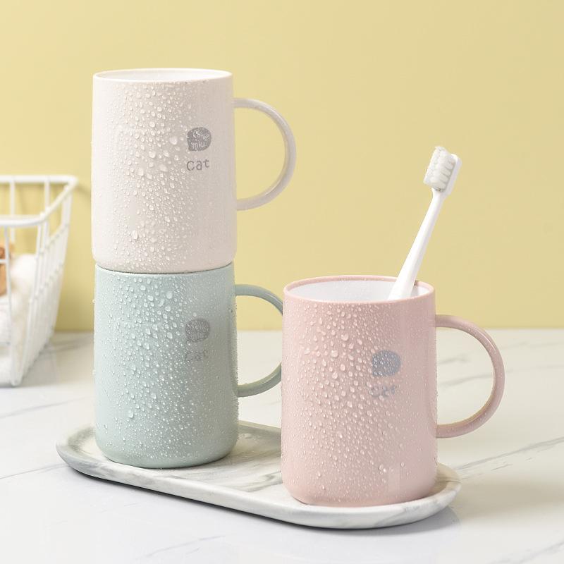Nordic Style Plastic Toothbrush Holder Cup With Handle Modern Bathroom Mouthwash Cup For Home Hotel Travel