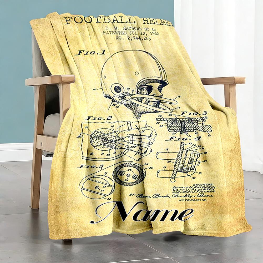 Football Helmet Customize Text Blanket Gift Customizable Blanket Ultra-Soft Versatile for Office Chair Picnics Living Room for All Occasions
