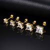 Vnox Square Cubic Zirconia Stud Earrings, 4-8mm Copper Material Earrings for Women Men, Gold Silver Color Post Ear Accessories