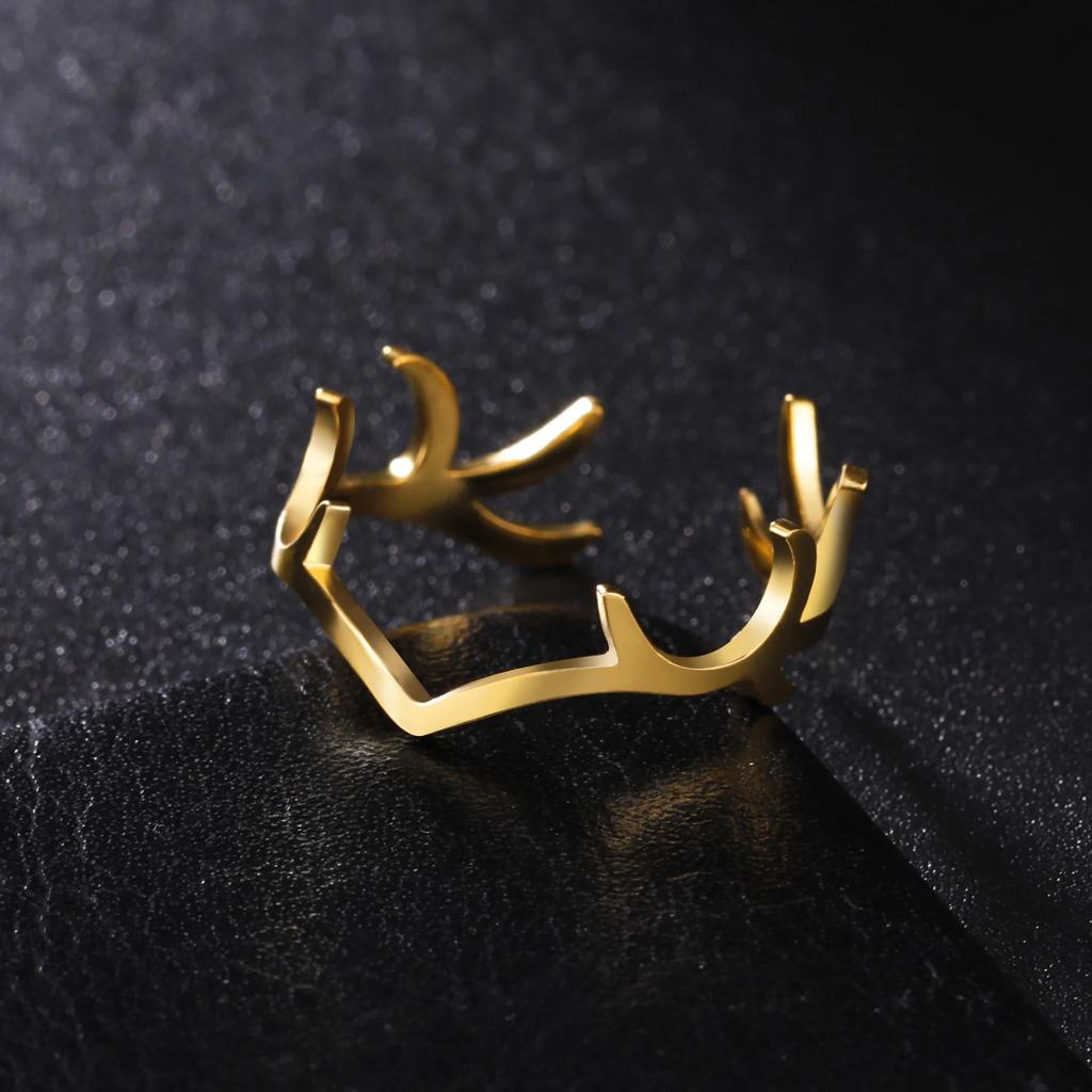 Skyrim Deer Antler Finger Ring Stainless Steel Gold Color Supernatural Amulet Hunter Fashion Gift For Man Woman Jewelry