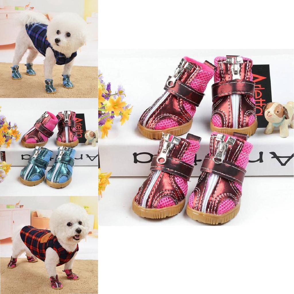 Rutschfeste Robuste Sohle Hundeschuhe Für Pudel Und Teddyhunde Warm Und Gemütlich In Rosarot Und Blau