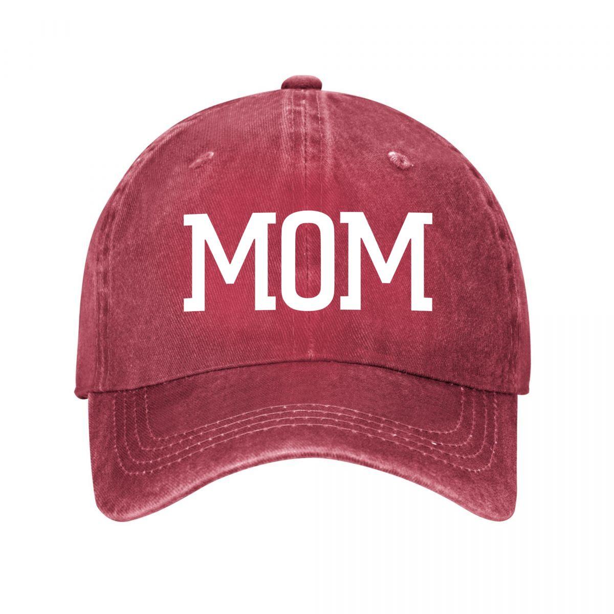 Mothers Day Black MOM Baseball Cap Washed Baseball Cap Adjustable