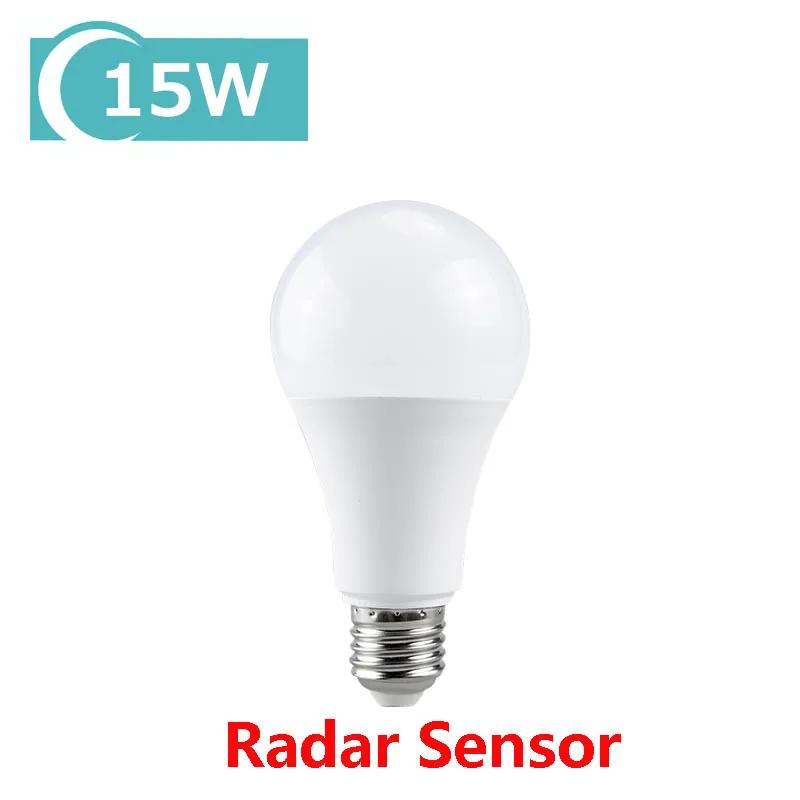 

Светодиодная лампа E27 15 Вт с датчиком движения, светодиодная лампа E27, интеллектуальный датчик, ночник для крыльца, лестницы, прихожей, гаража E27 15W Cold White