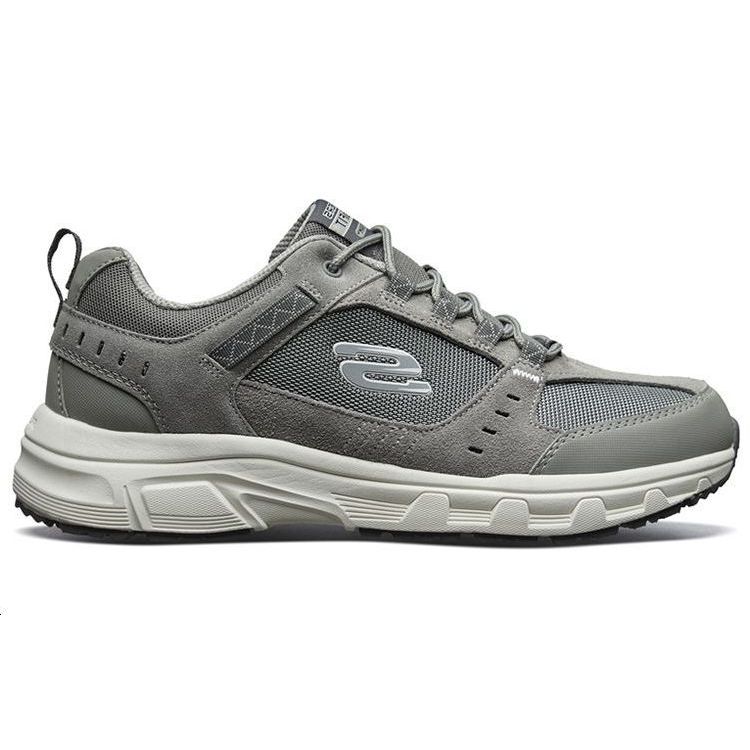 Skechers Oak Canyon Fabric Lace-Up Durable Lightweight Low-Top Casual Shoes Men sneaker Gray White 51893-GYW