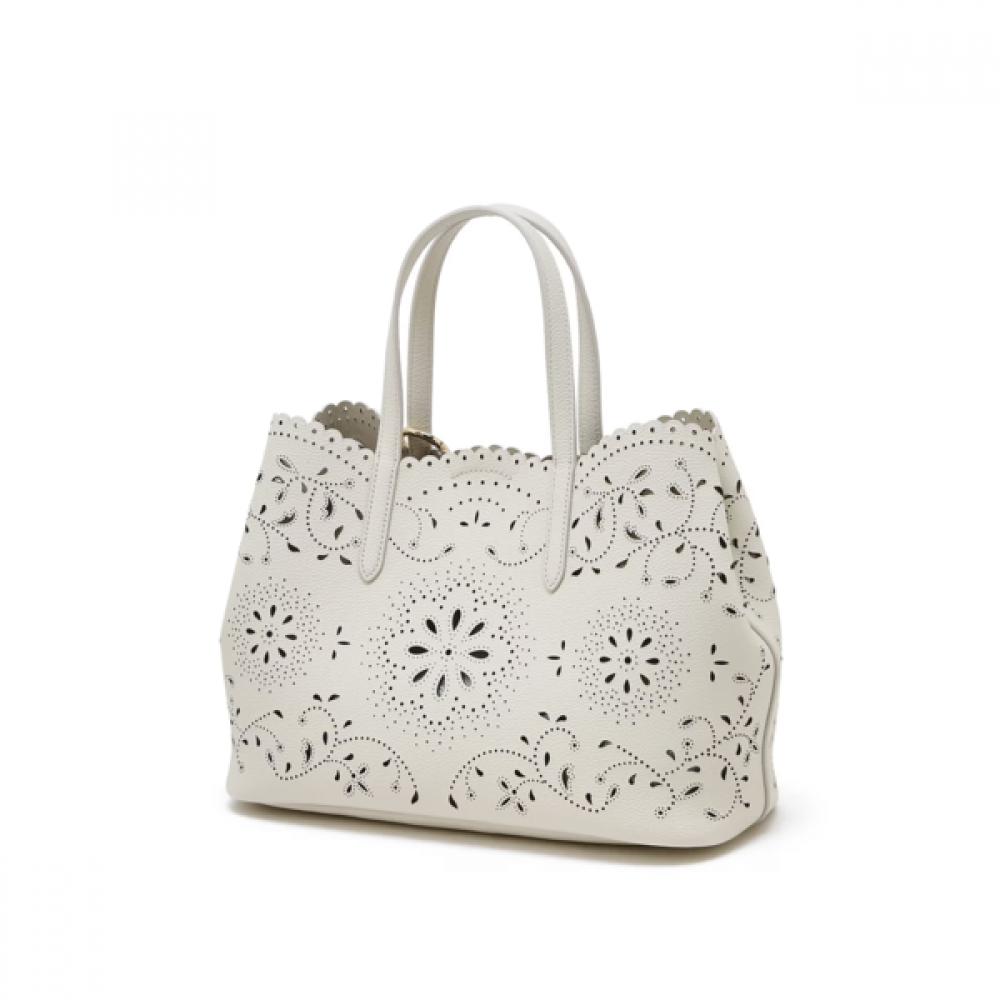 Daks Ivory Cowhide FLower Punching Tote Bag L Dcba6e586iv