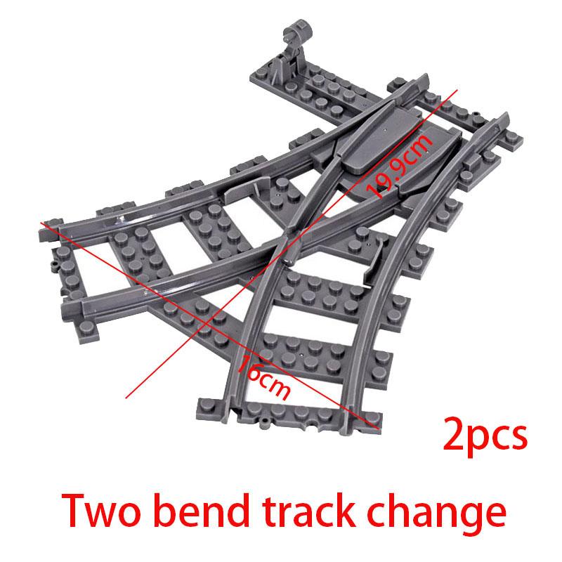 City Trains Left and Right Points Flexible Switch Railway Crossing Tracks Rails Forked Straight Curved Building Block Bricks Toy