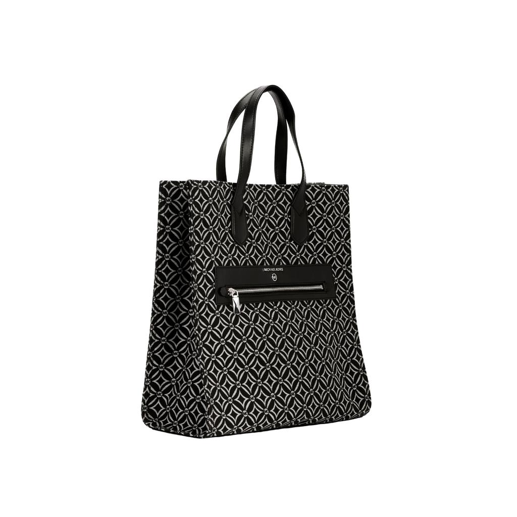 Michael Kors MK Kempner Classic Vintage Print Wide Strap Lock Closure Fabric Tote Bag Women Tote Black White 30F2S4KT3J-064