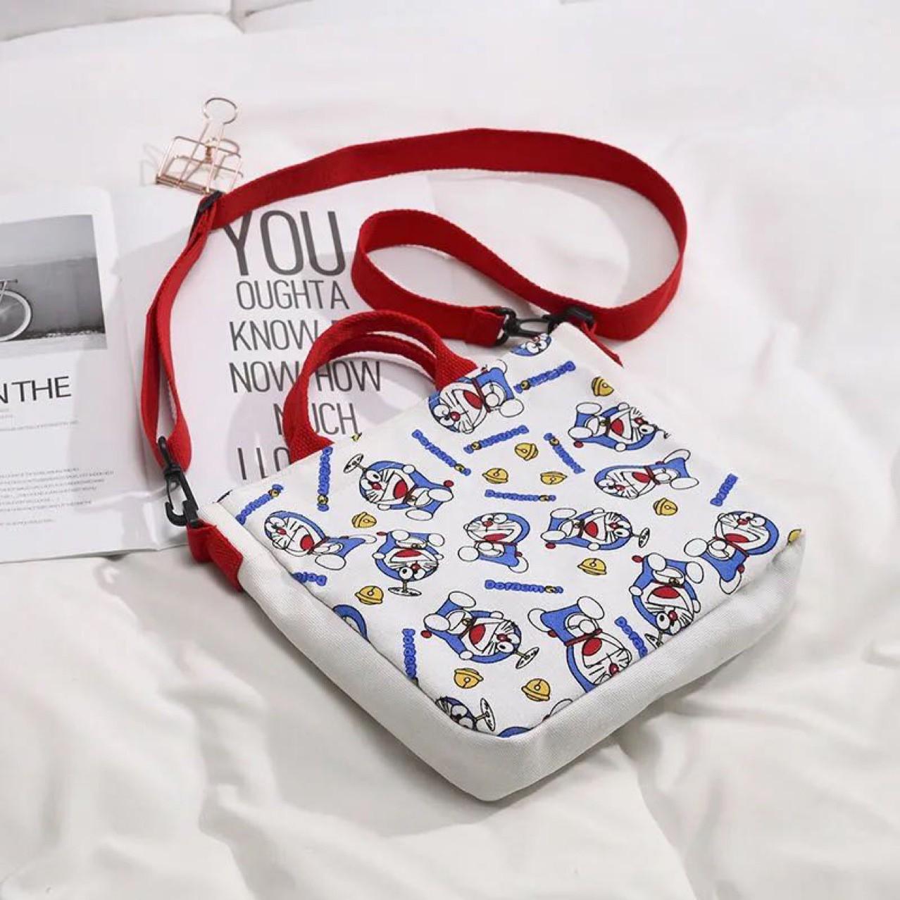 

Холщовая сумка кроссбоди с мультяшным Дораэмоном для женщин и детей - Милая, легкая наплечная сумка-тоут