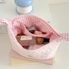 Cute Girls Quilted Cotton Crossbody Bag Outdoor Portable Student Ladies Storage Handbags Bow Lace Plaid Women Shoulder Bags