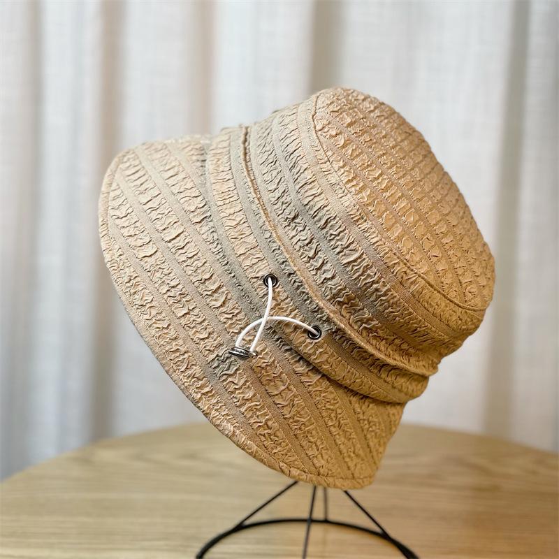 Hat Drawstring Fisherman Womens Pleated Basin Hat Fashion Shade Face Hat Bucket