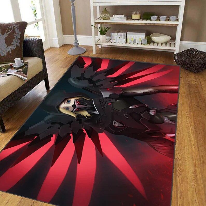 Overwatch Carpet for Living Room,Soft Flannel Rug for Bedroom ,Anti-Slip  BATHROOM Mat,  Baby Play Mat, Anime Rug  Decoracion