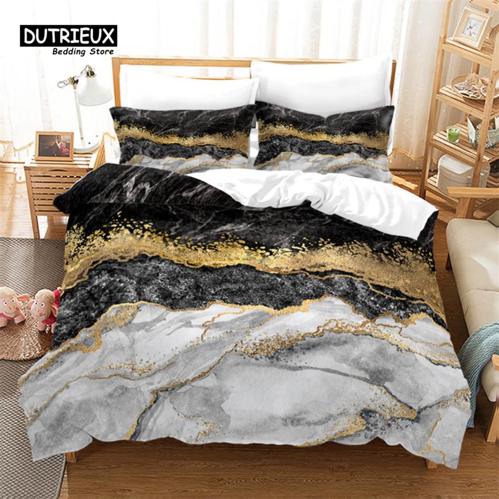 Vibrant Durable King Twin Full Queen Quilt Marble Geometric Abstract Art For Adults Kids Girls Bedroom Decor