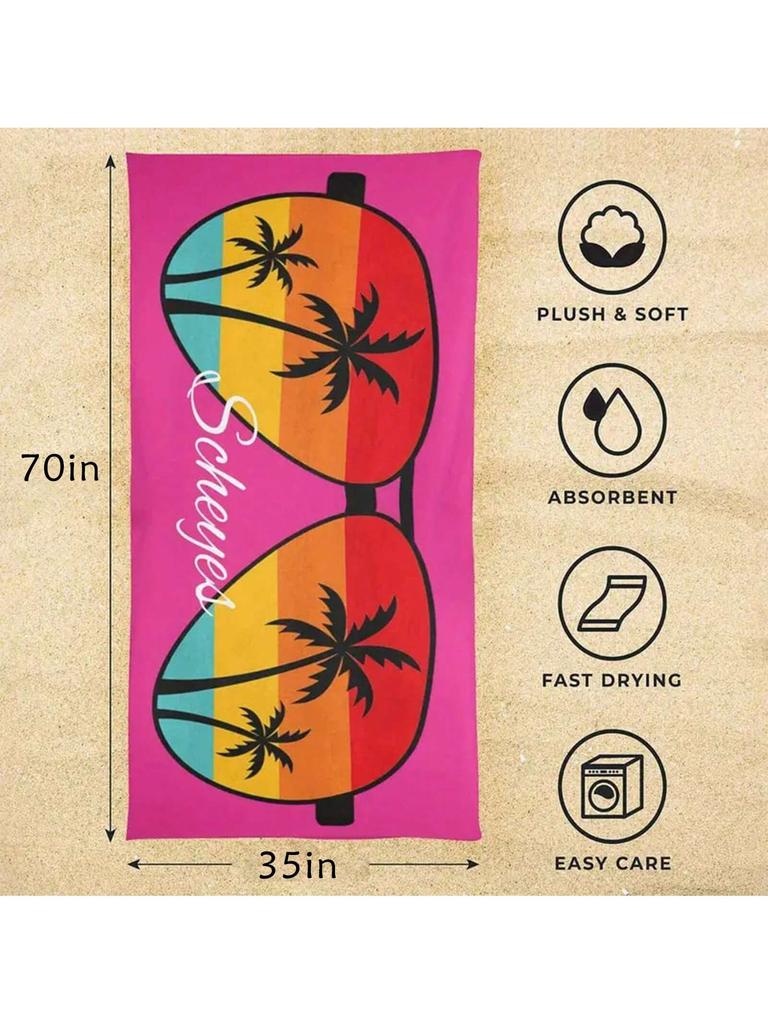 Bohemian Style izable Beach Towel with Unique Glasses And Palm Tree Design for Beaches Pools And Travel Picnics