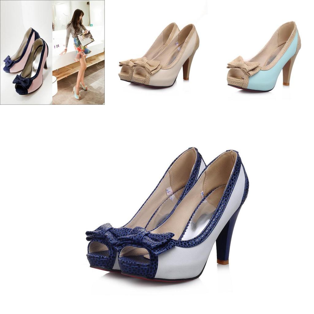 Elegant New Fashion Women's Heels With Bowknot Peep Toe For Princess Lolita Look Size 35-43