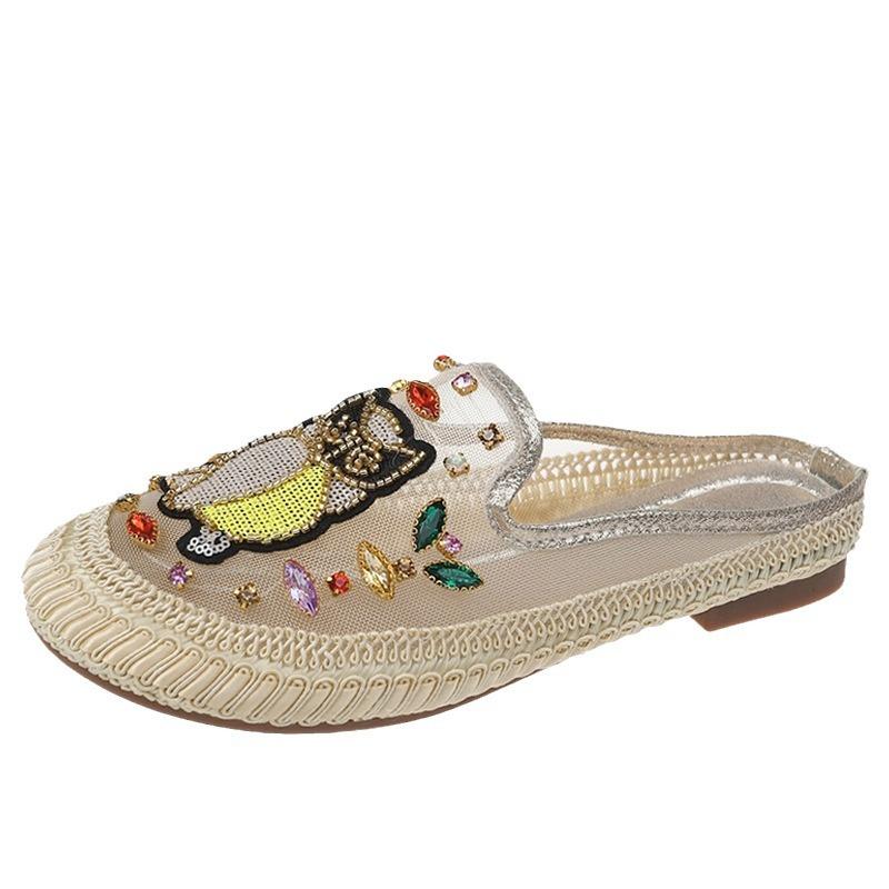 One-pedal fisherman shoes New summer lazy sandals Platform single shoes Women's mesh breathable bag head slippers