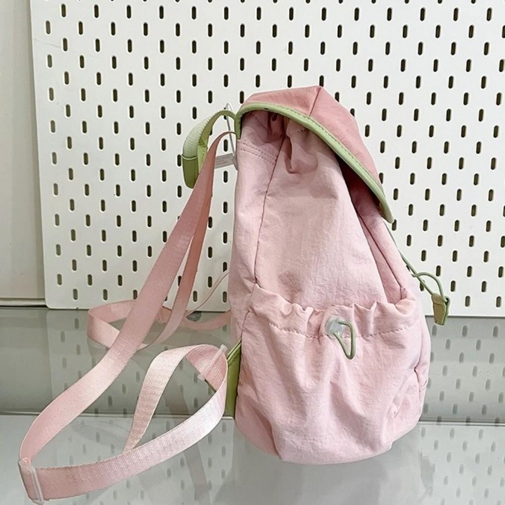 Trendy Dopamine Color Drawstring Backpack Korean Style Fruit Shoulder Bag Large Capacity School Bag Hiking