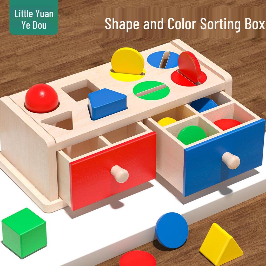 Montessori Münzbox: Baby Feinmotorik, Farbsortier-, Formerkennungsspielzeug für 1-2 Jahre