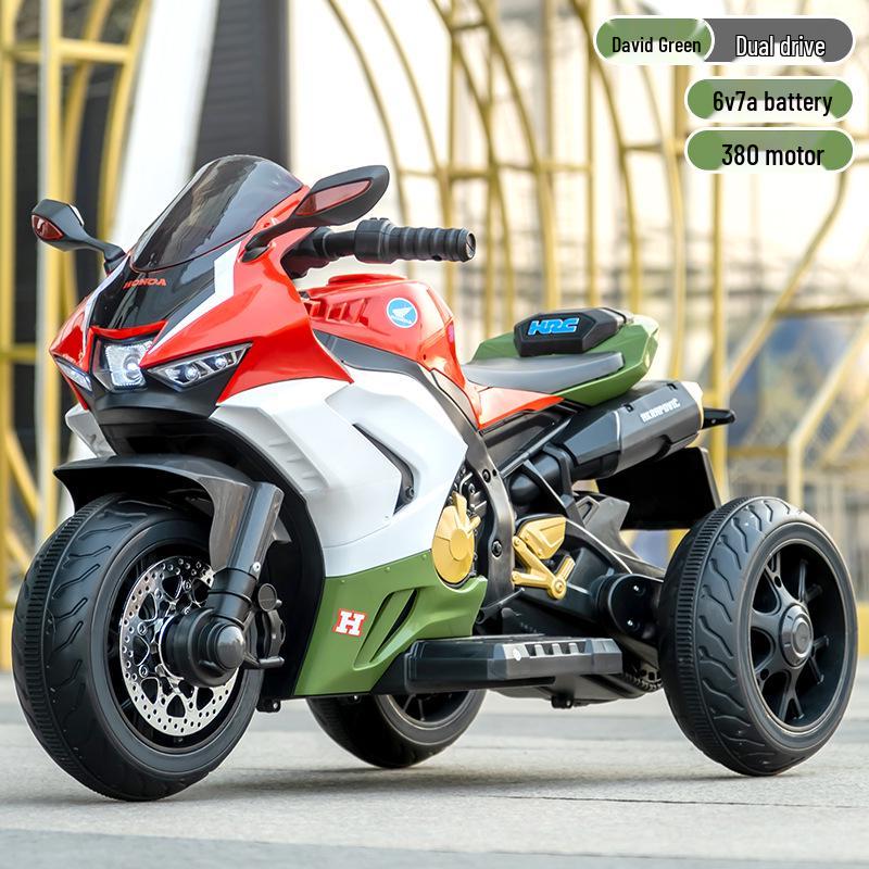 Electric Ride-On Tricycle for Kids with Remote Control, Dual Drive, Rechargeable Battery, Suitable for Boys and Girls.