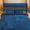 3PCS European Style Fleece Lace Bed Skirt Set of Three, Includes: Bed Skirt, Fitted Sheet, Dust Cover - Warmth Bedding Set