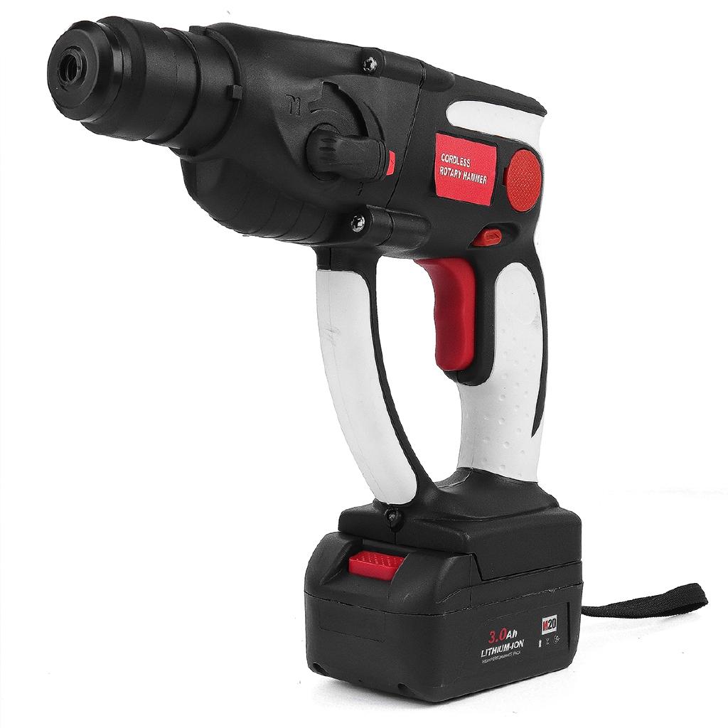 20V Cordless Hammer Drill ROTARY Rechargeable Lithium Battery DC Hammer Drill Industrial Electric Power Tool LED Light