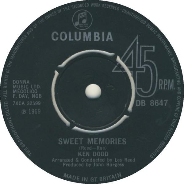 

7inch Record KEN DODD - Sweet Memories DB8647 Columbia 1969 UK Pop Used
