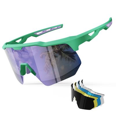 HAAYOT Gepolariseerde Fietsbril voor Mannen en Racefiets en Sport TR90 Mountainbike MTB Wit IJzig Blauw Vrouwen, Zonnebril, 5-Lens Frame, Bril,